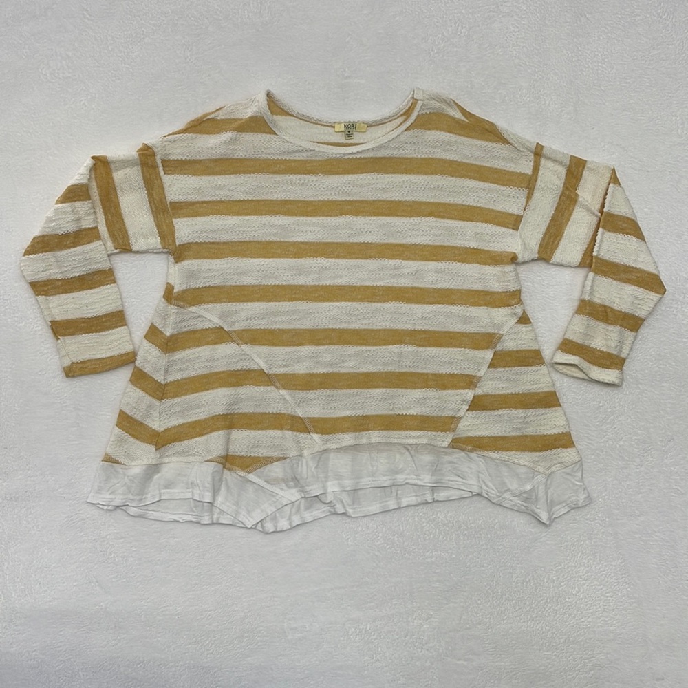 Kori America White/Yellow Striped Sweater Sz Medium